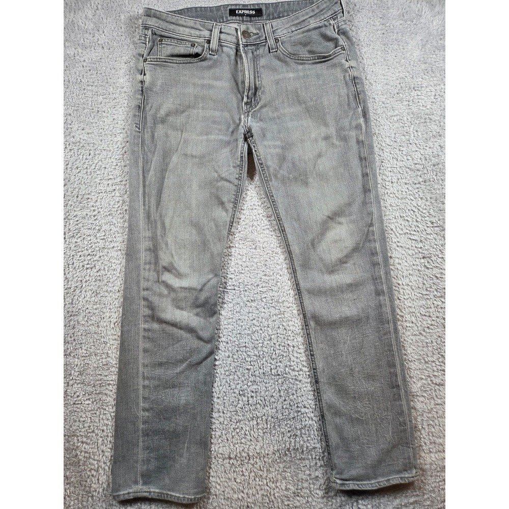 Express Slim Skinny Jeans 33x30 Gray Mens Stretch Denim Pants